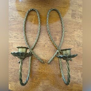 Vintage Gold Twisted Rope Wall Mounted Candle Stick Holders